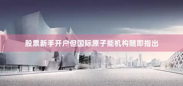 股票新手开户但国际原子能机构随即指出