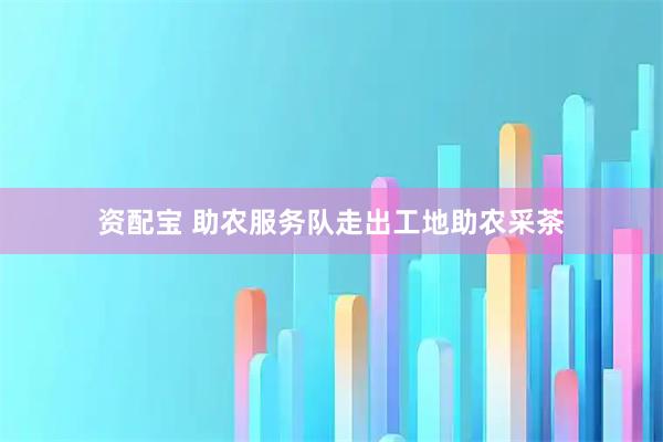 资配宝 助农服务队走出工地助农采茶